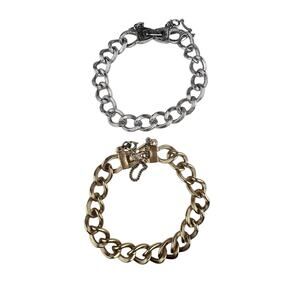 Monet Vintage Bracelets Lot of 2 Textured Links wiht Safety Clasp 7.5"